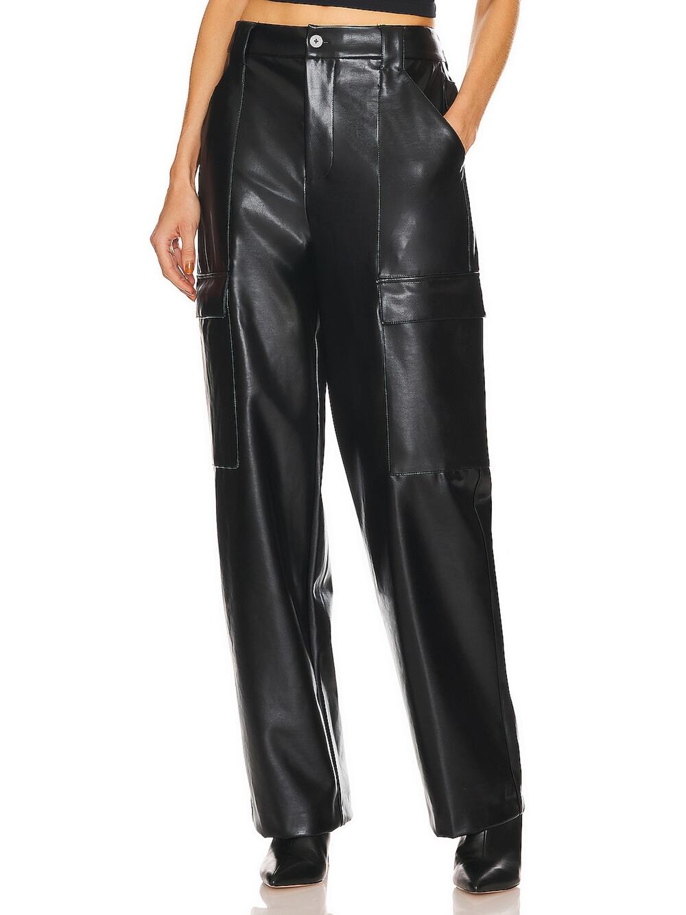 Helsa Faux Leather Black Cargo Pants Size M